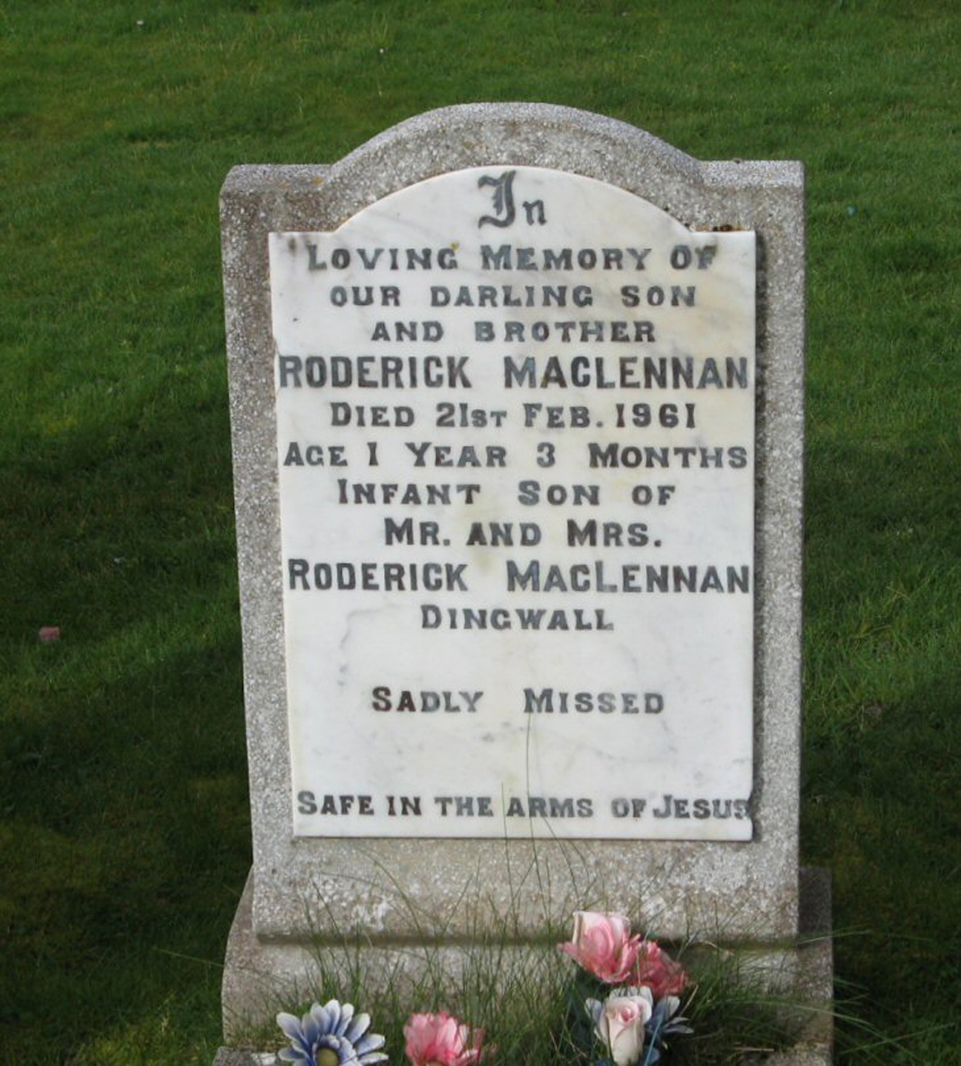 Photo of headstones/Roderick macLennan died 1961 MI Fodderty